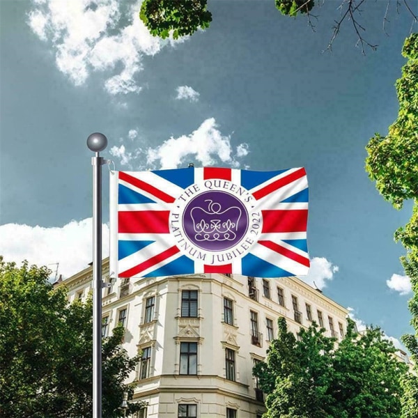 Queen's Platinum Jubilee Union Jack OFFICIELL LOGO Flagga