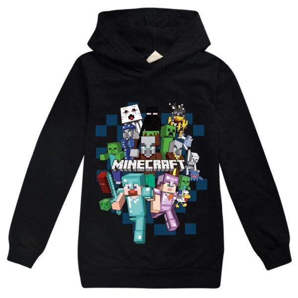 Barn Minecraft Casual Hoodie Långärmad Sweatshirt Toppar black 130cm