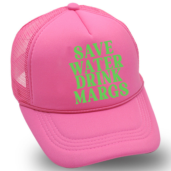 Womens Save Water Drink Margs Baseball Cap Mesh Snapback Trucker Hat Sun Hats Rose red