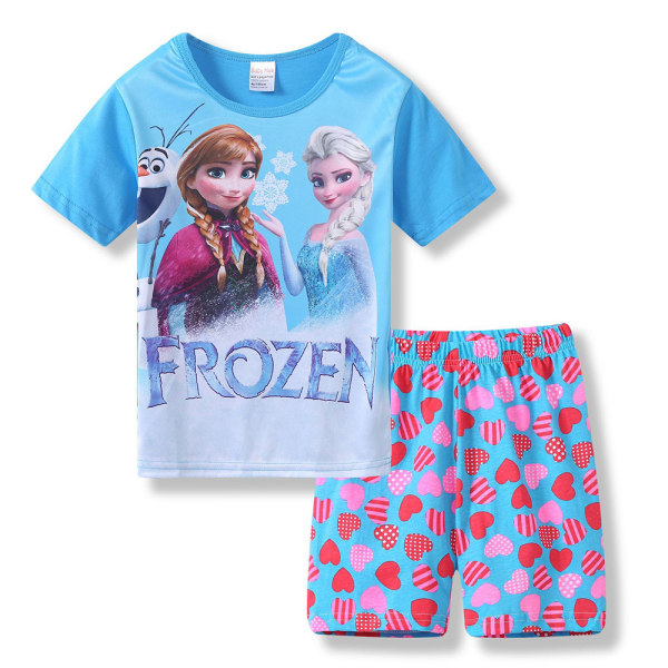 Girls Princess Pyjamas Set T-shirt Shorts Outfits Set E 6-7 Years