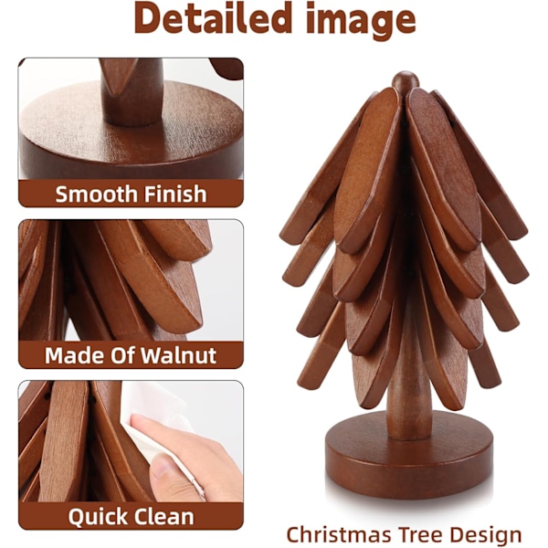 Træ coasters, Træ isoleringsmåtte, Stabelbare træ coasters, Træ bordskåner Walnut Wood -4 pieces