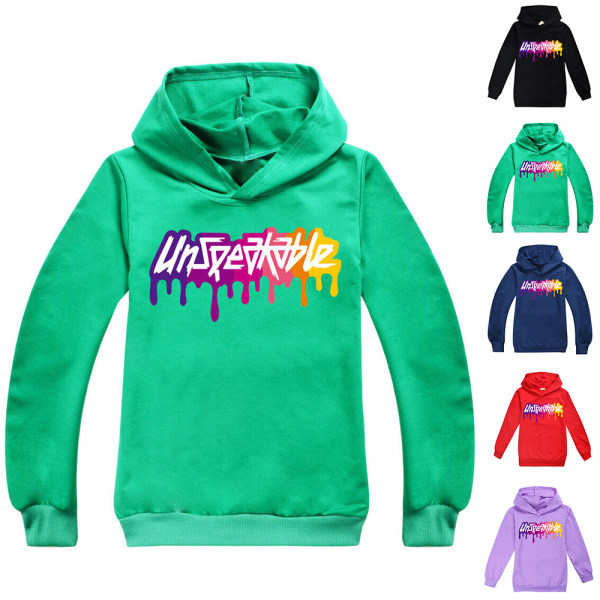 UNSPEAKABLE Tryckt Hoodie Barn Långärmad Sweatshirt Topp green 130cm