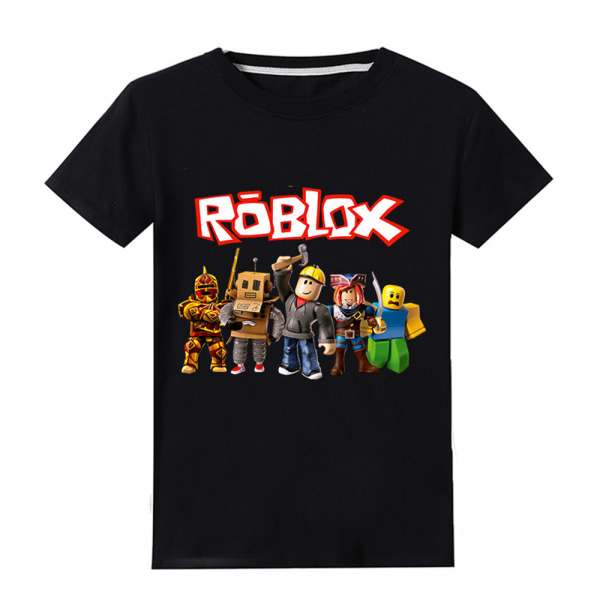 Barn kortärmad Roblox Print Cartoon Casual T-shirt Black 120 cm