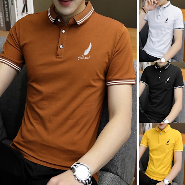 Herr Business Solid Kortärmad Poloskjorta, upp till 5XL Yellow 4XL