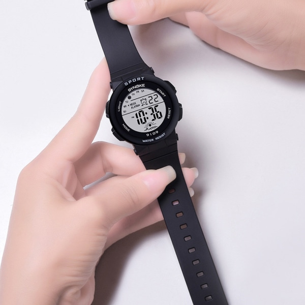 Barnarmbandsur Vattentät digital watch med 7-färgs bakgrundsbelysning Black