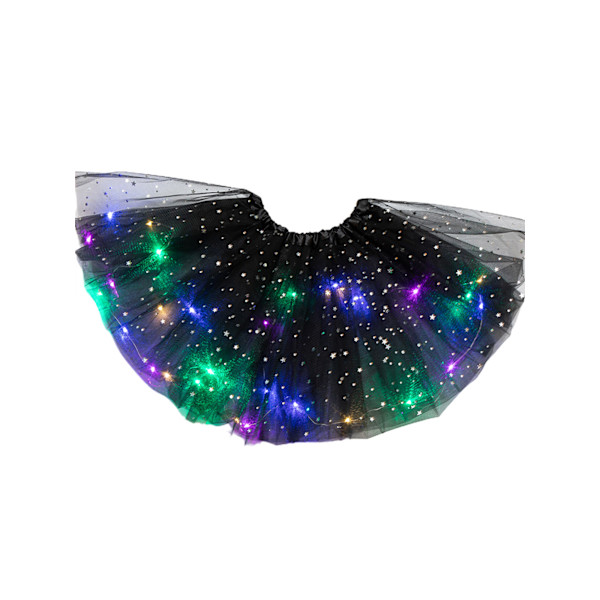 LED Tutu Nederdel til Børn Udklædning Elastisk Talje Kort Nederdel Gave black
