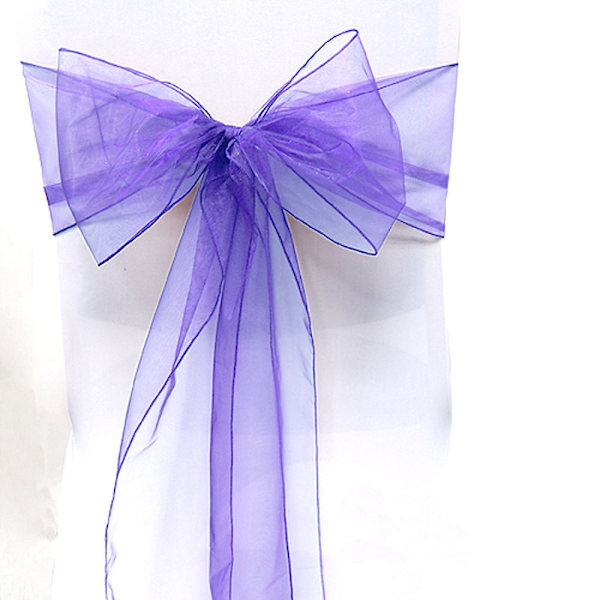 10 stk. Organza Stoltrekk Sløyfe Bryllupsdekorasjon Light Purple 10 PCS