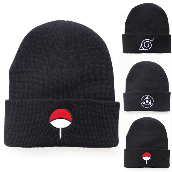 Naruto Stretch Knit Beanie Hat för män med broderad manschett A