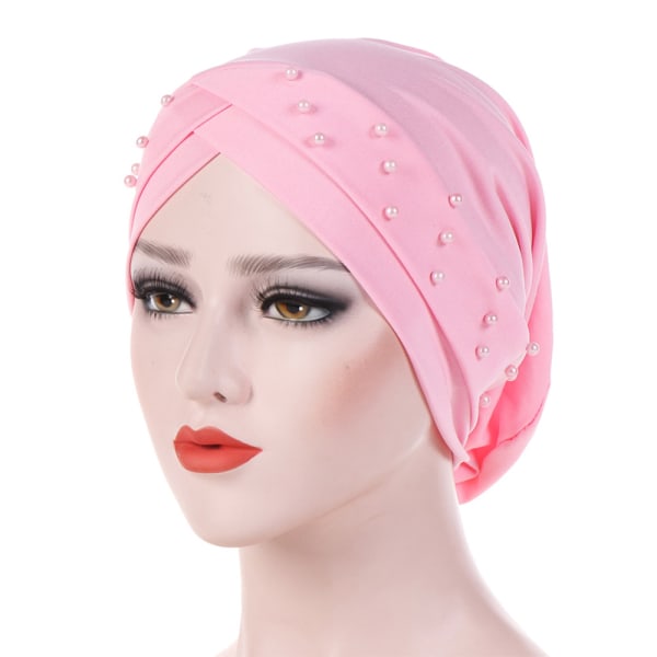 Kvinnors mode kors huvudduk cap och enkel gammal huvudduk Pink 56-58cm