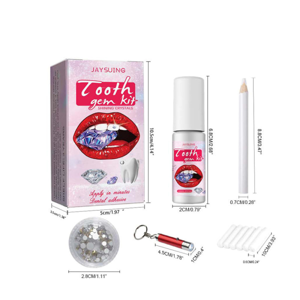 Tänder Gems Kit med lim och ljus | Avtagbara tandprydnader