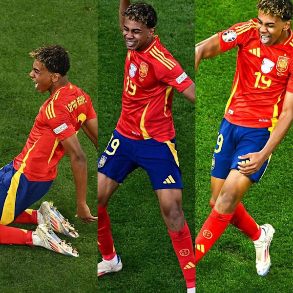 Fotbollströja 2024 UEFA Europamästerskap Spanien Barn Fotbollströja Set Hemma Nr.19 LAMINE YAMAL Jersey Kit 20