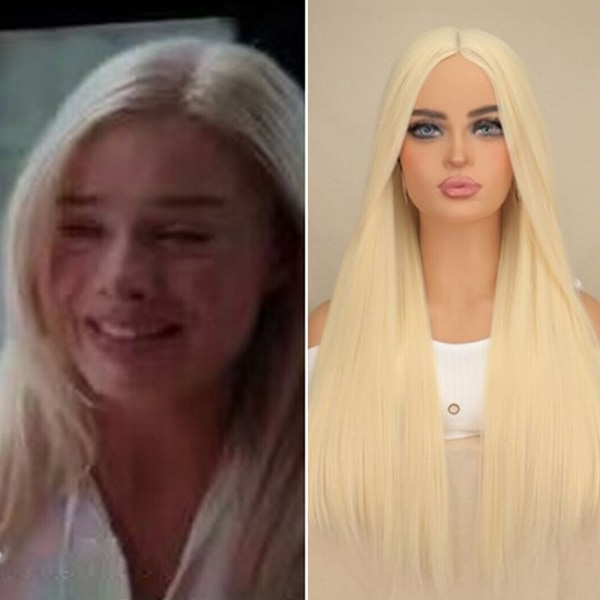 Blond Barbie Film Cosplay Naturlig Peruk Platinablond Hår D