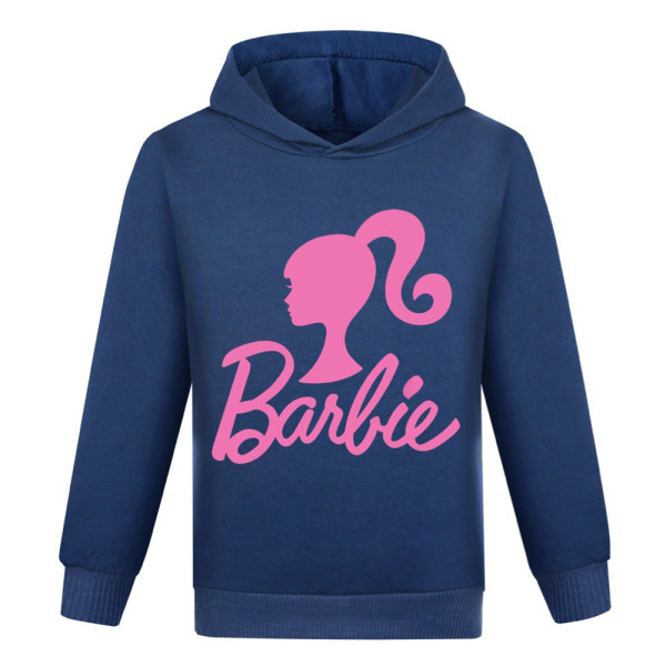 Barbie 3D-tryck barn hoodie kappa långärmad tröja toppar navy blue 150cm