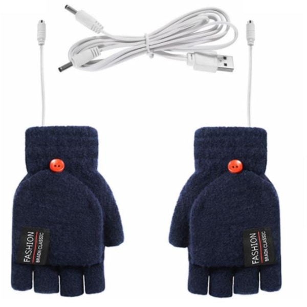 USB uppvärmda varmare handskar Elektriska uppvärmda handskar Clamshell-handske navy blue