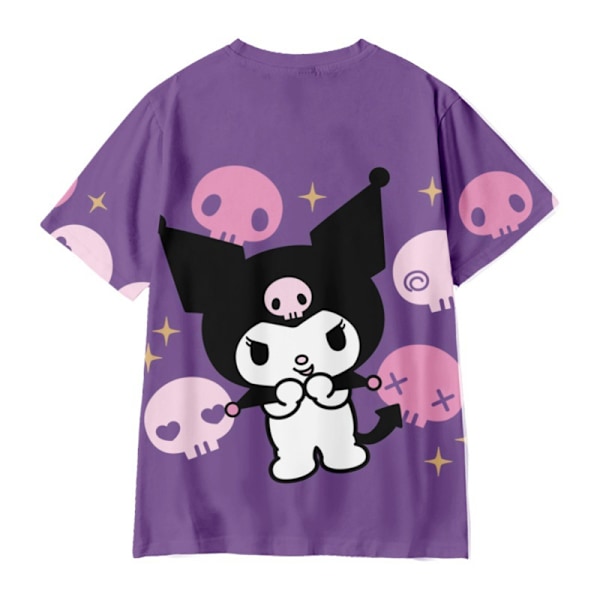 Barn Flickor Kuromi Cartoon Casual Kortärmad T-Shirt Crew Neck Tee Top A 130cm