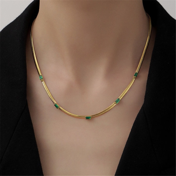 Grön Simulerad Emerald hänge halsband för kvinnor Necklace