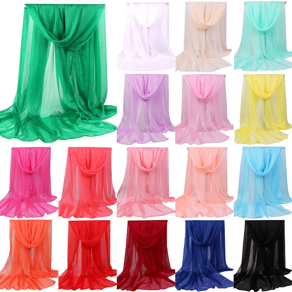 Kvinnor Chiffon Stor Scarf Sommar Strand Sjal Huvud Hals Skydd Wraps Scarves Light green 165*85cm