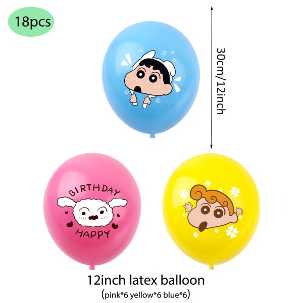 Crayon Shin-chan Tema Barn Födelsedagsfest Tillbehör Heminredning Banner Ballonger Kit