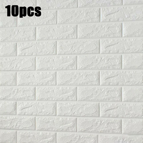 10 KPL Laattaseinätarra Itseliimautuva Tapetti 3D Vaahtomuovilevy white