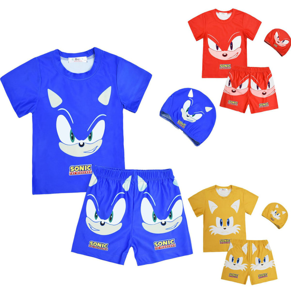 3st Boy Cartoon Baddräkt Sonic The Hedgehog Badkläder Set Red 130cm