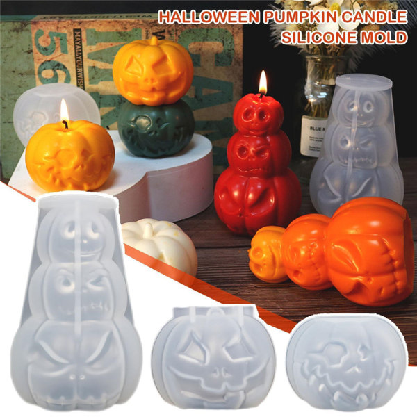 Halloween 3D Pumpa Ljus Silikonformar DIY Tårta Bakning C