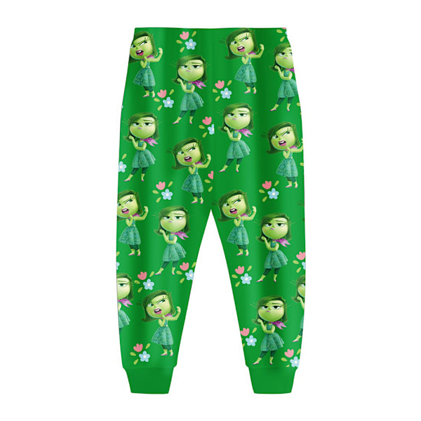 5-10 år pojkar flickor Inside Out 2 långärmad topp och byxor pyjamas set barn sovkläder outfit, grön 110cm