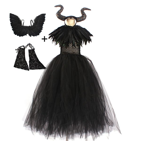 Lasten Tyttöjen Pahatar Paha Kuningatar Cosplay Puku Juhlat Halloween Asu Hieno Prinsessamekko XL