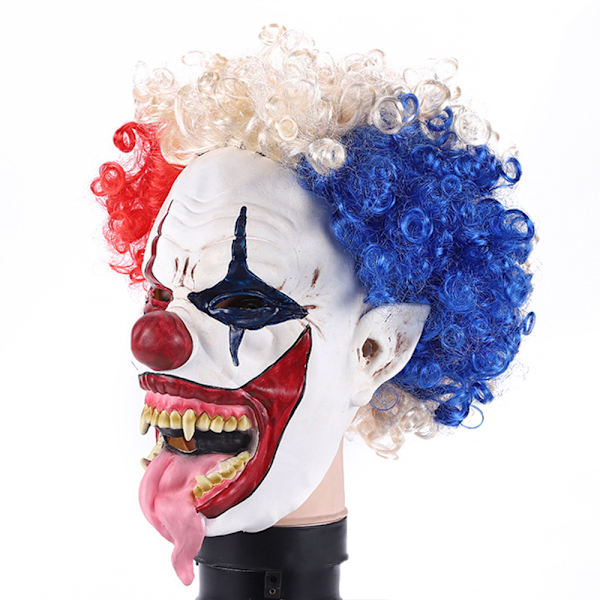 Explosiv lockigt hår Joker mask cosplay kostym maskerad