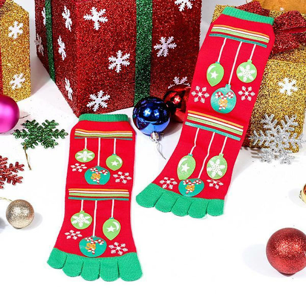 Julklapp Roliga Tomte Strumpor Fem Tåstrumpor Red Toe