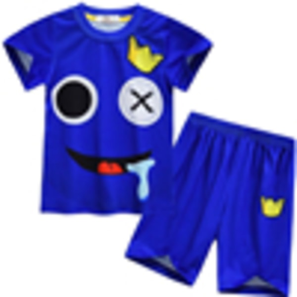Kid Pyjamas Roblox Rainbow Friends T-shirt & shorts nattkläder set D 120cm