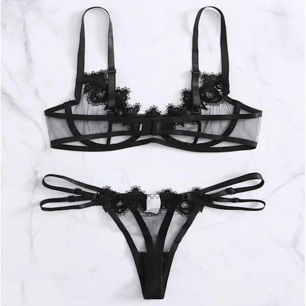 Kvinnors sexiga spetsunderkläder set behå trosor underkläder nattkläder 2XL