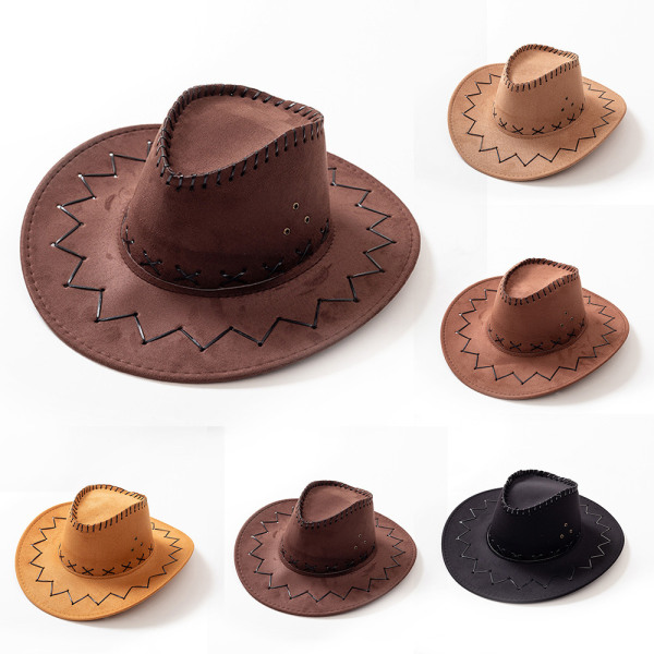 Kvinna Cowboy hattar Unisex vuxen västerländskt mode cowboyhatt Dark Brown