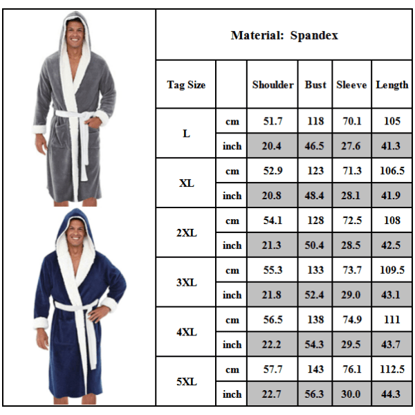 Mellanlång badrock vinterhem 2021 avslappnad tjock varm pyjamas Marinblå + vit 3XL