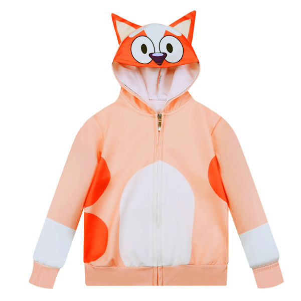 3D Bluey Cartoon Hoodie Coat Kids Boys Girls Cute Ear Sweatshirt Jacket Zip Up Hooded Outwear Age 5-10Years Yellow 140cm