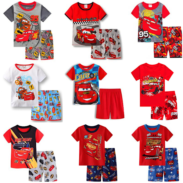 Bil Tecknad Barn Pojkar Flickor Söta Tecknade Figurer Pyjamas Set Kortärmad Toppar Shorts Sovkläder Nattkläder Loungewear Outfits #8 90cm