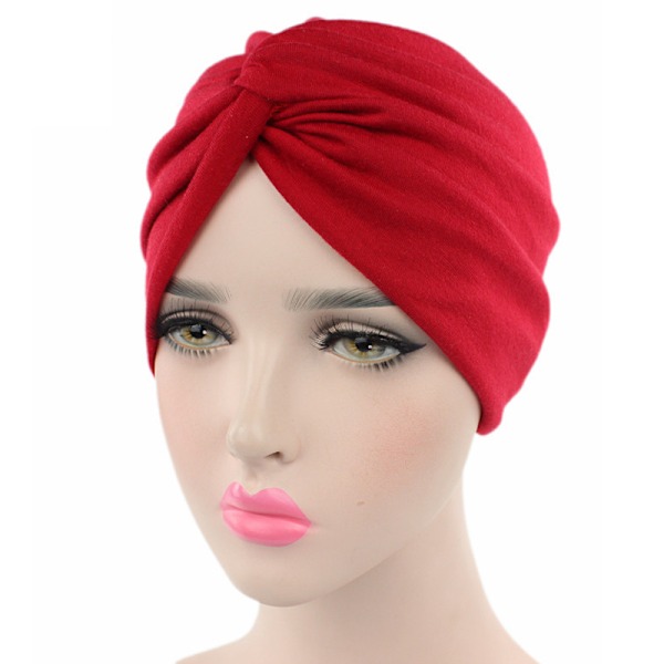Trendy hodeplagg dame beanie vinterlue krysslue red