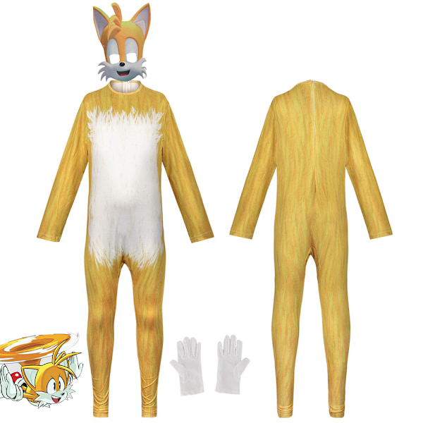 Sonic Hedgehog Cosplay -asu lapsille, pojille ja tytöille, juhla-asu päähineellä Yellow 110cm