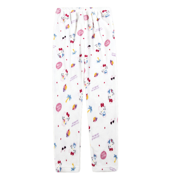 Naisten tyttöjen mukavat pyjamat sarjakuva-kuvioinen flanelli joulu anime uni pyjamahousut White 2XL