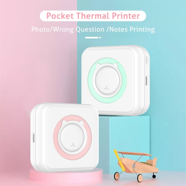Mini Bluetooth thermal skrivare Fotoskrivare för smartphone Green 10 rolls of paper