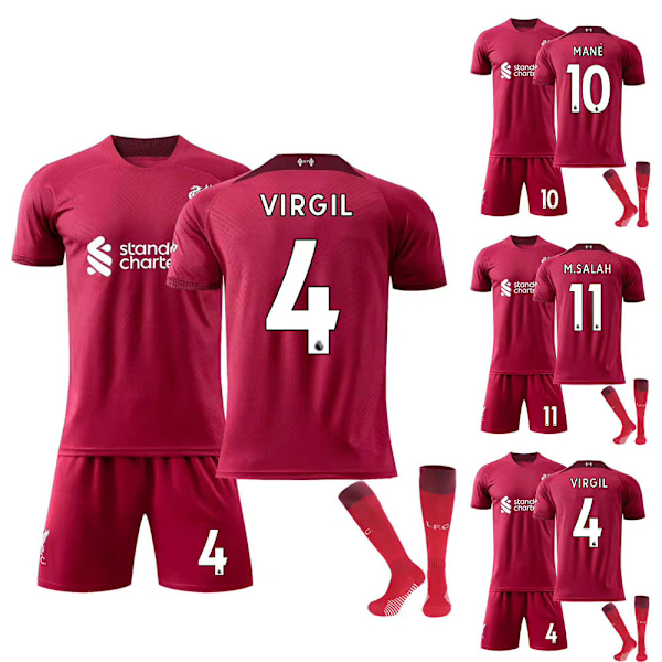 Barnfotbollströja Mane #10 Virgit # 4 Jersey Fotboll Sportkläder #04 10-11Y