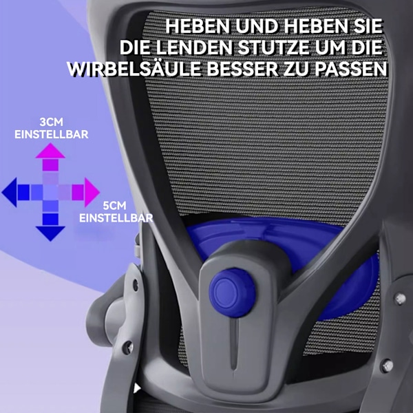 [3-dages forsendelse] Kontorstol med 3D-pude - Drejestol - Kontorstol - Gamingstol - m/åndbart netbetræk - Sammenklappelige armlæn Black