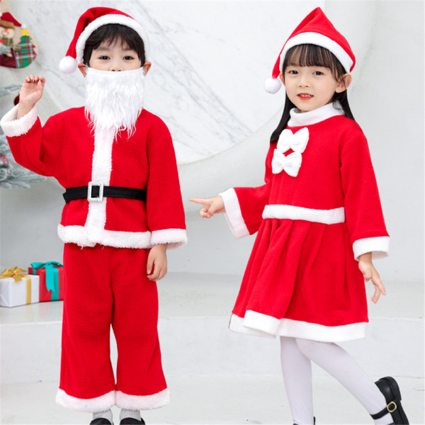 Barn Pojkar Flickor Jultomten Kostym Kostym Julfest girls 130cm