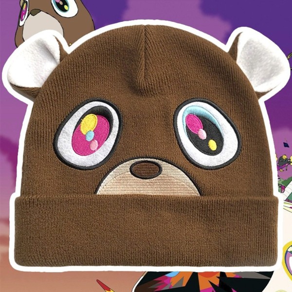 Kanye West College Dropout Graduation Bear Beanie Hat Stickad Keps Unisex present