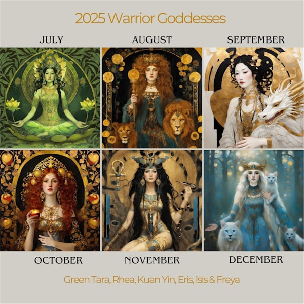 Warrior Goddess 2025 Månfas Kalender, 2025 Väggkalender med 12 Månader ny