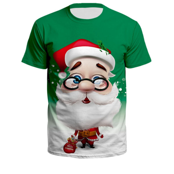 Jul 3D- printed kortärmad T-shirt utomhus casual lös P XL