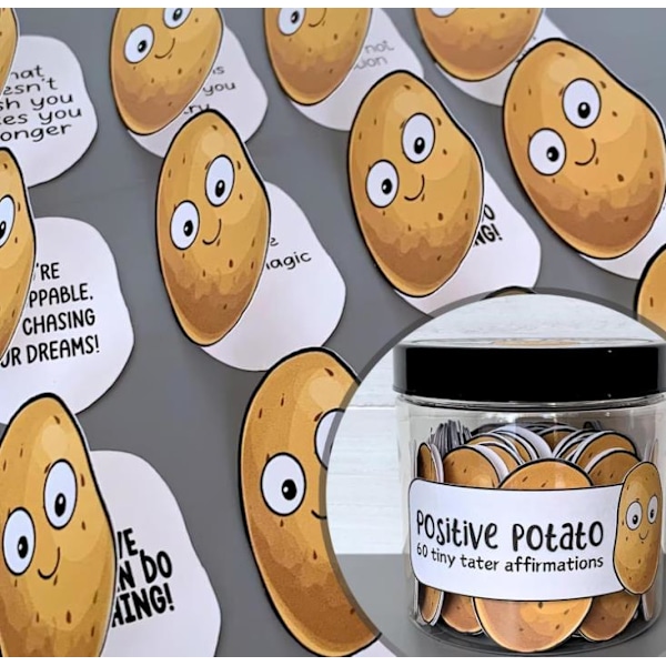 Positiva Pickle Emotionellt Stöd Bekräftelse Kort, Mini Positiva Bekräftelser Kortburk B-Potatoes for 30 days