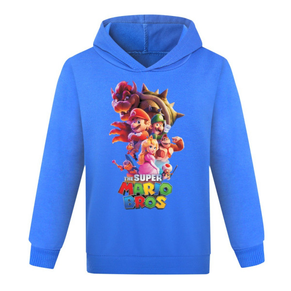 Pojke Flicka 3d Hoodie Mode Höst Vinter Mario Bros Sweatshirt dark blue 140cm
