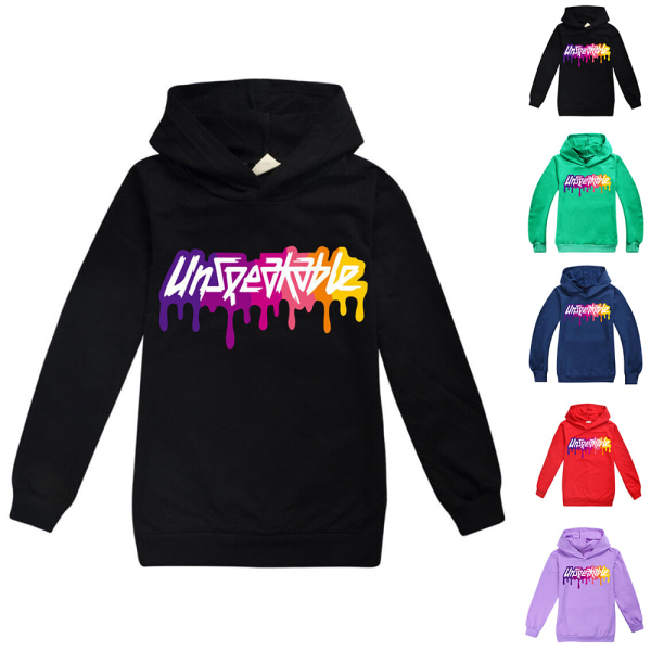 UNSPEAKABLE Tryckt Hoodie Barn Långärmad Sweatshirt Topp black 130cm