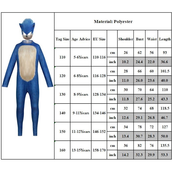 Sonic Hedgehog Cosplay -asu lapsille, pojille ja tytöille, juhla-asu päähineellä Red 120cm
