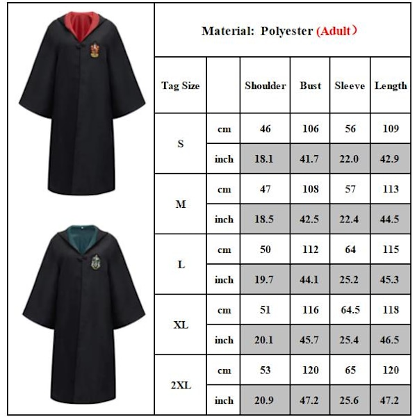 Harry Potter Gryffindor Ravenclaw Slytherin Kappa Slips Kostym Trollstav Halsduk Yellow S